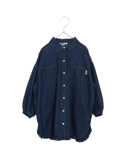 MAKE YOUR DAY(メイクユアデイ)の「裾フリルシャツワンピース■80~140cm(シャツワンピース・キッズ・オフホワイト/ブルー/チェック・80/120/100/90/110/130/140)」の3枚目の写真