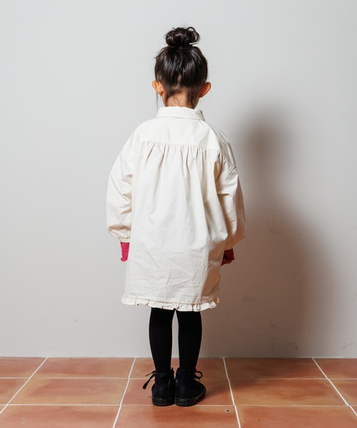 MAKE YOUR DAY(メイクユアデイ)の「裾フリルシャツワンピース■80~140cm(シャツワンピース・キッズ・オフホワイト/ブルー/チェック・80/120/100/90/110/130/140)」の16枚目の写真