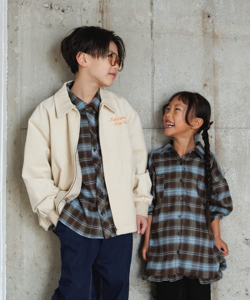 MAKE YOUR DAY(メイクユアデイ)の「裾フリルシャツワンピース■80~140cm(シャツワンピース・キッズ・オフホワイト/ブルー/チェック・80/120/100/90/110/130/140)」の19枚目の写真