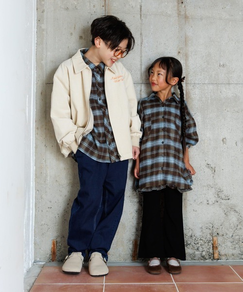 MAKE YOUR DAY(メイクユアデイ)の「裾フリルシャツワンピース■80~140cm(シャツワンピース・キッズ・オフホワイト/ブルー/チェック・80/120/100/90/110/130/140)」の20枚目の写真