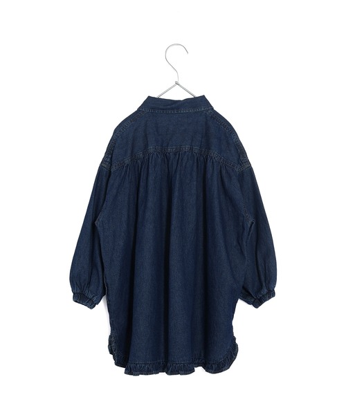 MAKE YOUR DAY(メイクユアデイ)の「裾フリルシャツワンピース■80~140cm(シャツワンピース・キッズ・オフホワイト/ブルー/チェック・80/120/100/90/110/130/140)」の7枚目の写真