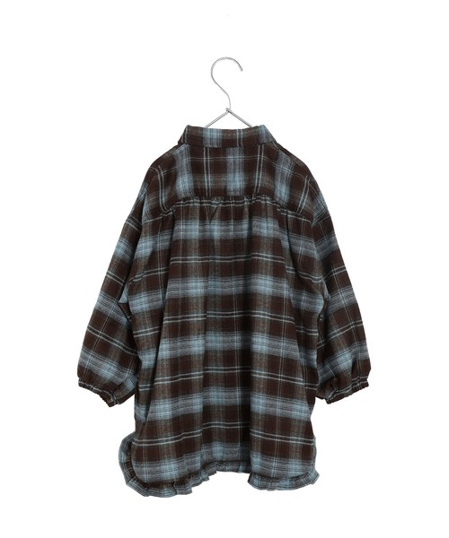 MAKE YOUR DAY(メイクユアデイ)の「裾フリルシャツワンピース■80~140cm(シャツワンピース・キッズ・オフホワイト/ブルー/チェック・80/120/100/90/110/130/140)」の9枚目の写真