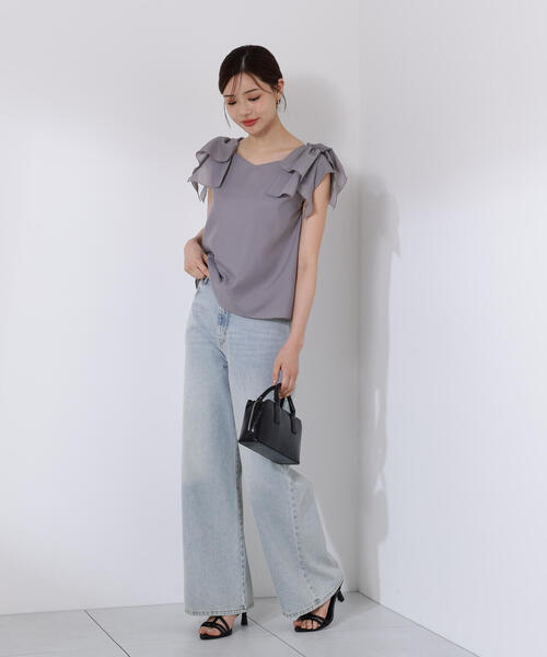 PROPORTION BODY DRESSING(プロポーションボディドレッシング)の「ショルダーリボンブラウス / 1215210704(シャツ/ブラウス・レディース・グレー/ブルー/ホワイト・SMALL/MEDIUM)」の6枚目の写真