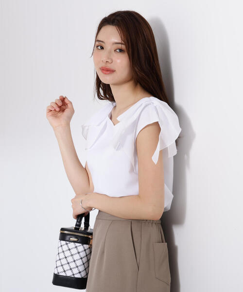 PROPORTION BODY DRESSING(プロポーションボディドレッシング)の「ショルダーリボンブラウス / 1215210704(シャツ/ブラウス・レディース・グレー/ブルー/ホワイト・SMALL/MEDIUM)」の2枚目の写真