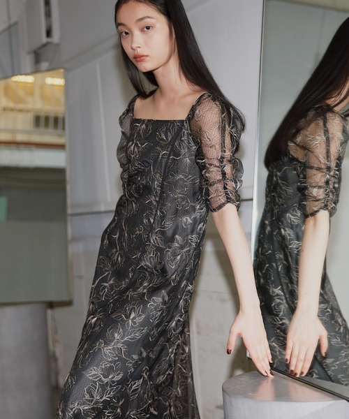 ウェーブパイピングフレアドレス / wave piping flare dress（ドレス