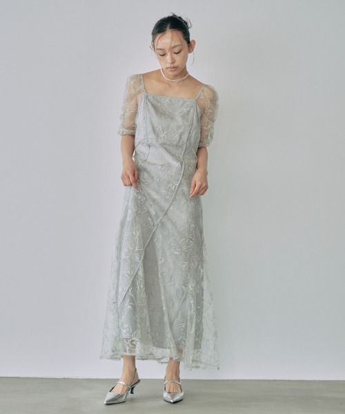 新品タグ付ANDRESD wave piping frare dress ミント ウェーブパイピングフレアドレス / wave piping flare dress（ドレス