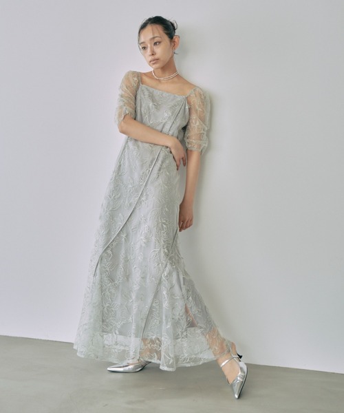 wave piping flare dress / ウェーブパイピングフレアドレス
