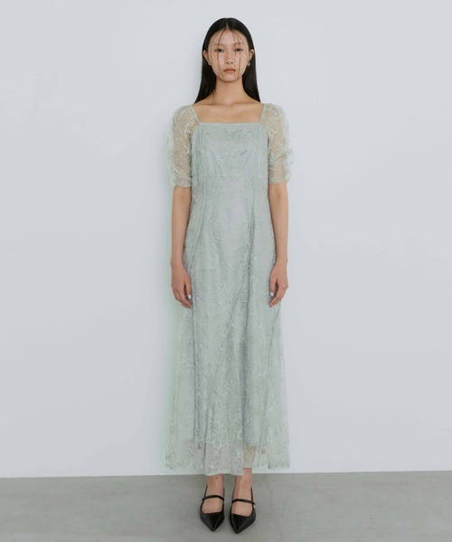 ウェーブパイピングフレアドレス / wave piping flare dress