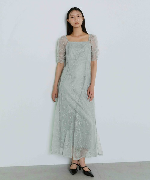 wave piping flare dress / ウェーブパイピングフレアドレス