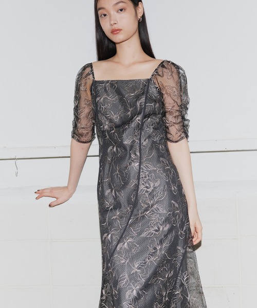 ANDRESD wave piping frare dress イエロー　S wave piping frare dress | ANDRESD