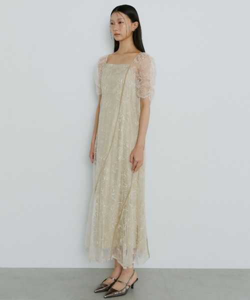wave piping flare dress / ウェーブパイピングフレアドレス