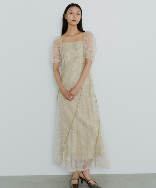 ANDRÉSD andresd アンドレスド ドレス ワンピース　ピンク bubble sleeve jacquard dress | ANDRESD