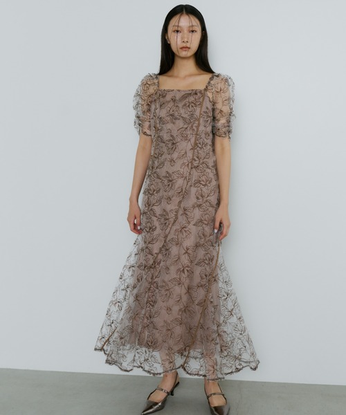 wave piping flare dress / ウェーブパイピングフレアドレス