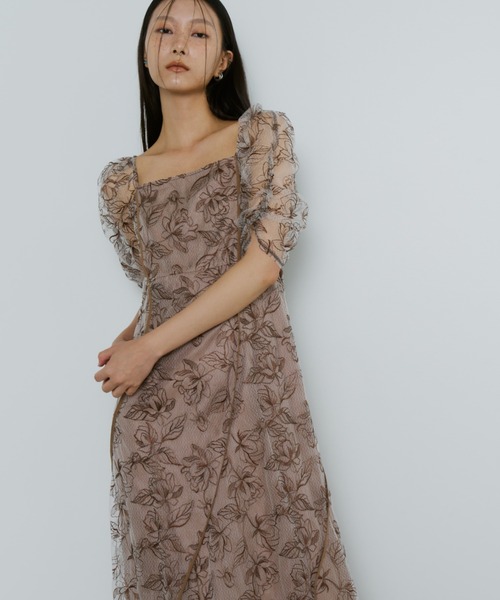 【ANDRESD】　アンドレスド　フリルフレアドレス ANDRESD ドレス glossy multi ruffle dress グロッシーマルチ