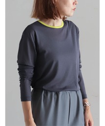 FIL DE FER | バイカラーシアーポリ　クルーネックロンTEE(Tシャツ/カットソー)