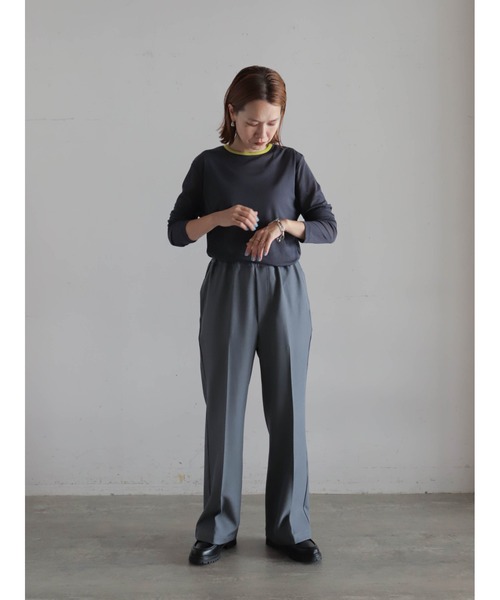 FIL DE FER（フィルデフェール）の「バイカラーシアーポリ　クルーネックロンTEE（Tシャツ/カットソー・レディース・ホワイト/サックスブルー/チャコールグレー/ネイビー・FREE）」の13枚目の写真