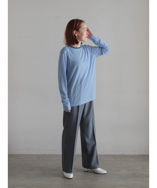 FIL DE FER（フィルデフェール）の「バイカラーシアーポリ　クルーネックロンTEE（Tシャツ/カットソー・レディース・ホワイト/サックスブルー/チャコールグレー/ネイビー・FREE）」の20枚目の写真