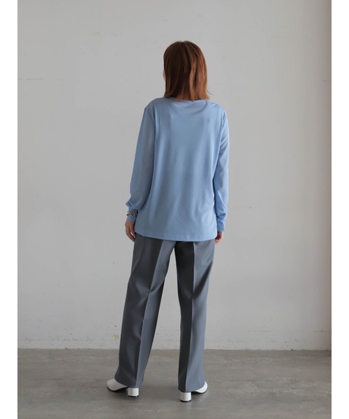 FIL DE FER（フィルデフェール）の「バイカラーシアーポリ　クルーネックロンTEE（Tシャツ/カットソー・レディース・ホワイト/サックスブルー/チャコールグレー/ネイビー・FREE）」の21枚目の写真