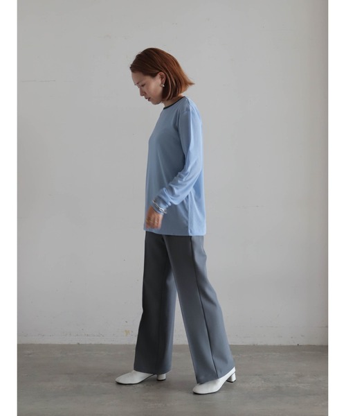 FIL DE FER（フィルデフェール）の「バイカラーシアーポリ　クルーネックロンTEE（Tシャツ/カットソー・レディース・ホワイト/サックスブルー/チャコールグレー/ネイビー・FREE）」の22枚目の写真