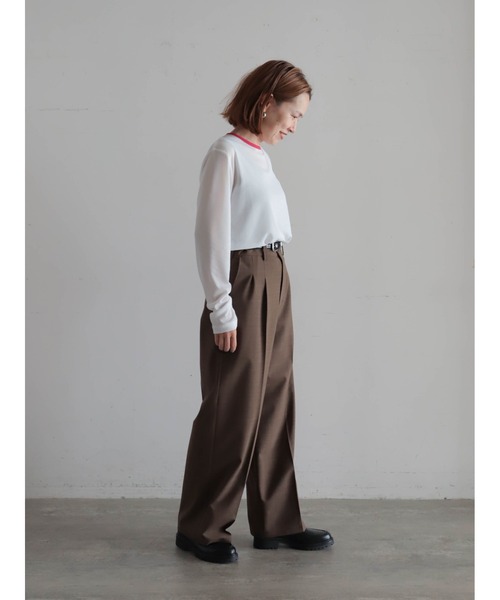 FIL DE FER（フィルデフェール）の「バイカラーシアーポリ　クルーネックロンTEE（Tシャツ/カットソー・レディース・ホワイト/サックスブルー/チャコールグレー/ネイビー・FREE）」の8枚目の写真