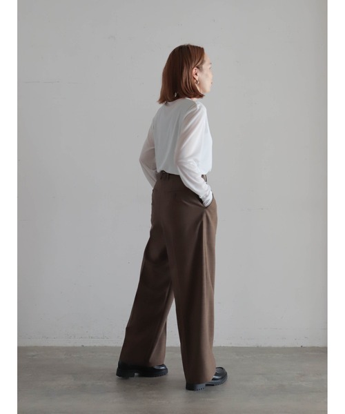 FIL DE FER（フィルデフェール）の「バイカラーシアーポリ　クルーネックロンTEE（Tシャツ/カットソー・レディース・ホワイト/サックスブルー/チャコールグレー/ネイビー・FREE）」の9枚目の写真