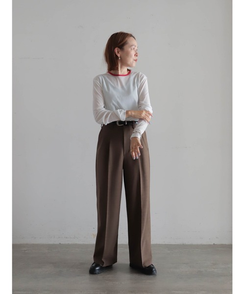 FIL DE FER（フィルデフェール）の「バイカラーシアーポリ　クルーネックロンTEE（Tシャツ/カットソー・レディース・ホワイト/サックスブルー/チャコールグレー/ネイビー・FREE）」の7枚目の写真