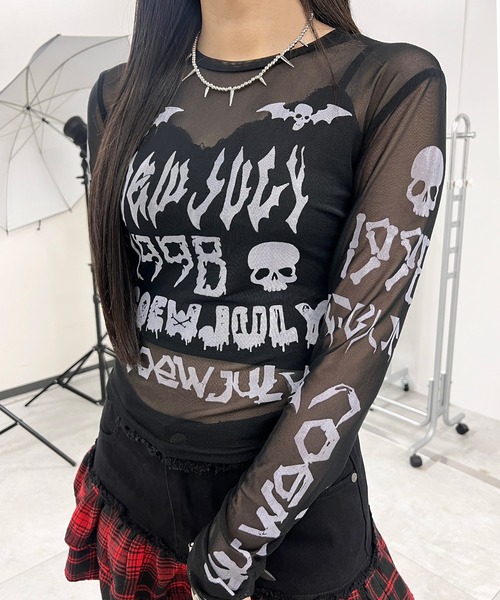 Figments(フィグメンツ)の「ゴシックロゴメッシュプルオーバー(Tシャツ/カットソー・レディース・ブラック/ホワイト・FREE)」の8枚目の写真