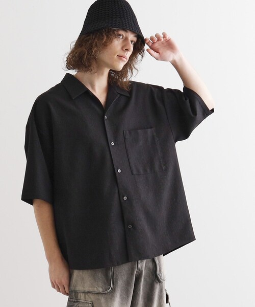 tk.TAKEO KIKUCHI（ティーケータケオキクチ）の「【セットアップ対応】テッククレープシャツ（シャツ/ブラウス・メンズ・チャコールグレー/ライトベージュ/ブラック・01/03/02）」の9枚目の写真