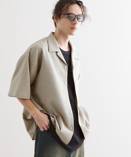 tk.TAKEO KIKUCHI（ティーケータケオキクチ）の「【セットアップ対応】テッククレープシャツ（シャツ/ブラウス・メンズ・チャコールグレー/ライトベージュ/ブラック・01/03/02）」の13枚目の写真