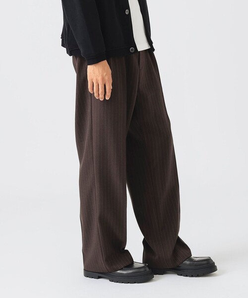 セール】【2色展開】ストライプ 2タック ワイドパンツ（スラックス