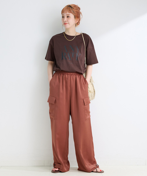 B.C STOCK(ベーセーストック)の「手洗い可 / サテンワークパンツ(カーゴパンツ・レディース・ブラウン/レッド・FREE)」の13枚目の写真