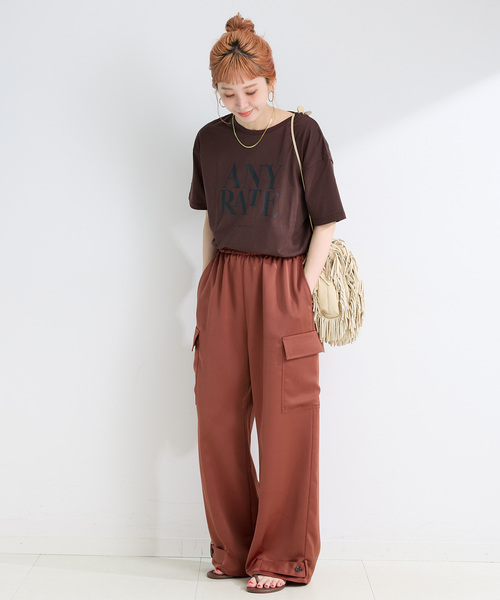 B.C STOCK(ベーセーストック)の「手洗い可 / サテンワークパンツ(カーゴパンツ・レディース・ブラウン/レッド・FREE)」の12枚目の写真