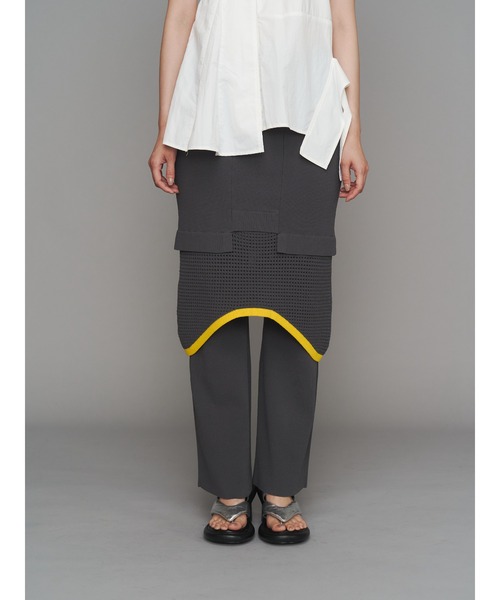 UN3D.（アンスリード）の「MESH SKIRT LAYER PT / メッシュスカートレイヤーパンツ（その他パンツ・レディース・グレー/ブラック・38/36）」の5枚目の写真