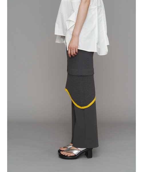 UN3D.（アンスリード）の「MESH SKIRT LAYER PT / メッシュスカートレイヤーパンツ（その他パンツ・レディース・グレー/ブラック・38/36）」の4枚目の写真