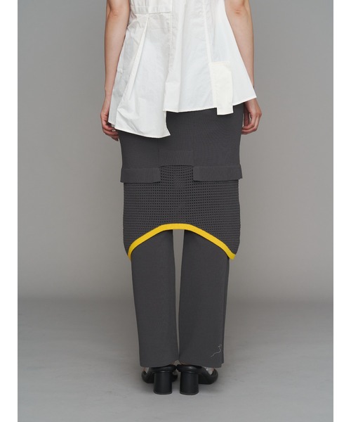 UN3D.（アンスリード）の「MESH SKIRT LAYER PT / メッシュスカートレイヤーパンツ（その他パンツ・レディース・グレー/ブラック・38/36）」の3枚目の写真