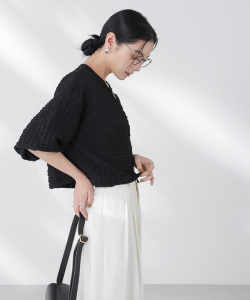 カーディガン フクレシャーリングzipカーディガン レディース フクレ シャーリング zip カーディガン
