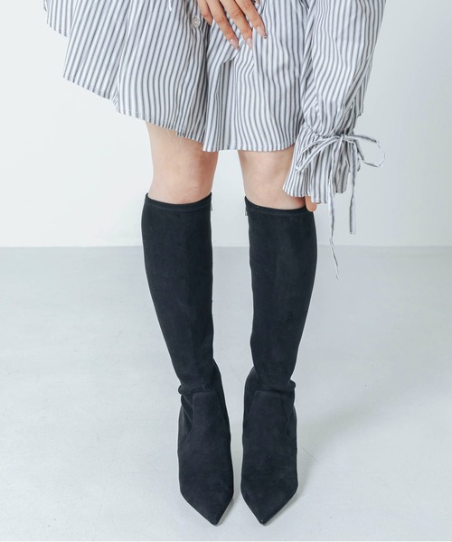 EVOL(イーボル)の「【S-LLサイズ展開・美脚効果あり】ストレッチ6cmロングブーツ BZ23839(ブーツ・レディース・ブラウン/ブラック/ブラック系その他・S/M/L/LL)」の12枚目の写真