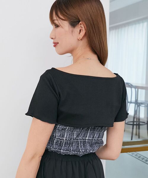 MAJESTIC LEGON（マジェスティックレゴン）の「フリルキャミ×トップスセット（Tシャツ/カットソー・レディース・グレー/グレー系その他2/ブラウン・MEDIUM）」の16枚目の写真