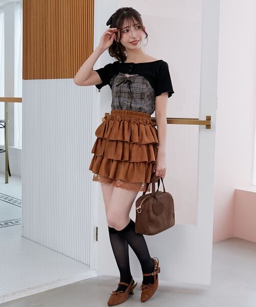 MAJESTIC LEGON（マジェスティックレゴン）の「フリルキャミ×トップスセット（Tシャツ/カットソー・レディース・グレー/グレー系その他2/ブラウン・MEDIUM）」の19枚目の写真