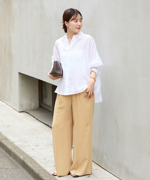 美品 ◆ Plage プラージュ　シャツ　リネン100％　ベージュ　ゆったり Linen Short シャツ（シャツ/ブラウス）｜Plage（プラージュ）の