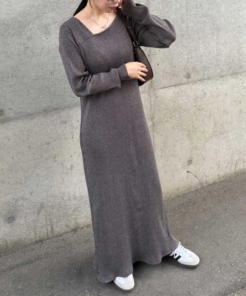 RANAN（ラナン）の「【全骨格細見え】アシメネックリブワンピース（ワンピース・レディース・ネイビー/チャコール/ブラック・LL/L/M）」の20枚目の写真