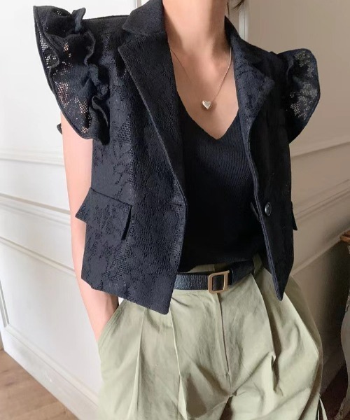 CHANEL02C レース フリル ジャケット　クルーズコレクションヴィンテージ ジャケット - コットン レース、ホワイト — ファッション | CHANEL