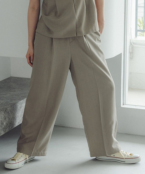 studio CLIP（スタディオクリップ）の「【daily CLIP】サマートラウザーパンツ（スラックス・レディース・チャコール/ベージュ・MEDIUM/LARGE）」の2枚目の写真