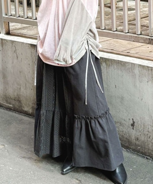 niko and...（ニコアンド）の「【MODE NORM CORE】レースパッチワークマキシスカート（スカート・レディース・スモーク/キャメル/アイボリー・MEDIUM/LARGE）」の21枚目の写真