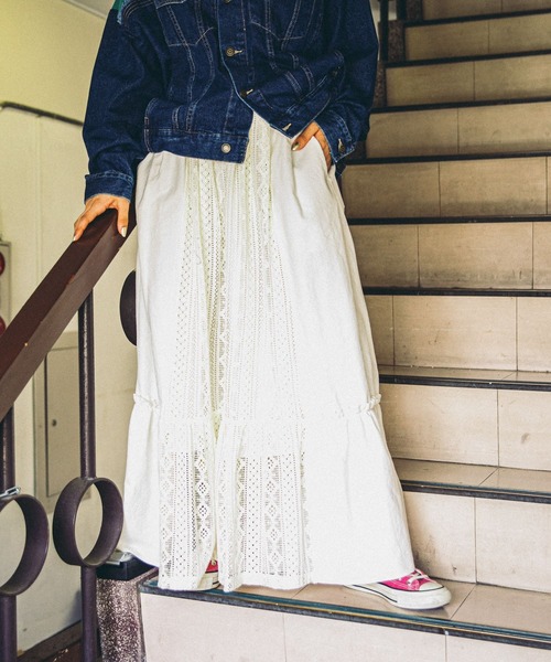 セール】【MODE NORM CORE】レースパッチワークマキシスカート