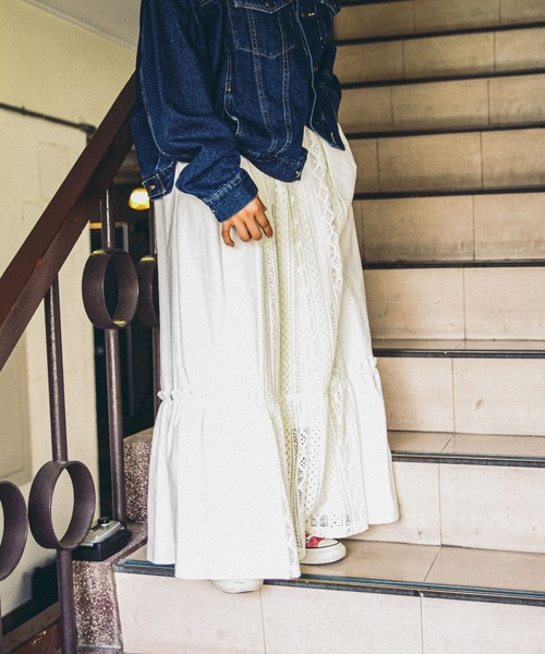 niko and...（ニコアンド）の「【MODE NORM CORE】レースパッチワークマキシスカート（スカート・レディース・スモーク/キャメル/アイボリー・MEDIUM/LARGE）」の8枚目の写真