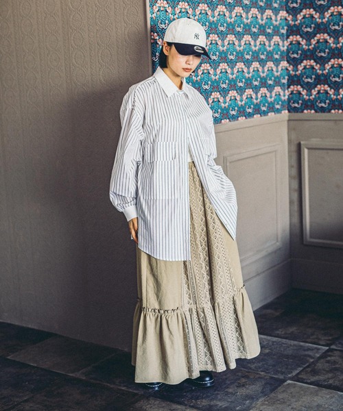 niko and...（ニコアンド）の「【MODE NORM CORE】レースパッチワークマキシスカート（スカート・レディース・スモーク/キャメル/アイボリー・MEDIUM/LARGE）」の11枚目の写真