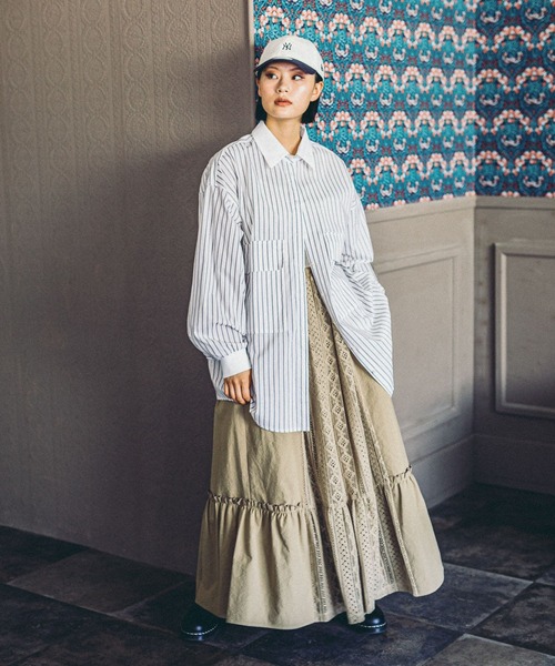 niko and...（ニコアンド）の「【MODE NORM CORE】レースパッチワークマキシスカート（スカート・レディース・スモーク/キャメル/アイボリー・MEDIUM/LARGE）」の12枚目の写真