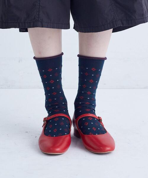 conges payes ADIEU TRISTESSE（コンジェ ペイエ アデュートリステス）の「ネクタイ風柄ソックス（ソックス/靴下・レディース・ボルドー/ブラック系その他・FREE）」の5枚目の写真