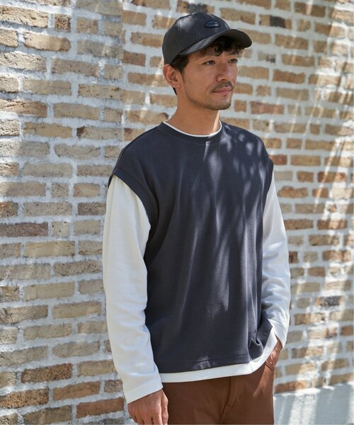 ikka（イッカ）の「モール鹿の子フェイクベストロンT（Tシャツ/カットソー・メンズ・チャコールグレー/グリーン/ベージュ/ネイビー・XL/L/M/S）」の5枚目の写真
